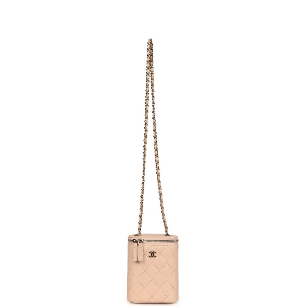 Chanel Mini Clutch Vanity Bag Beige Caviar Light Gold Hardware - Image 7
