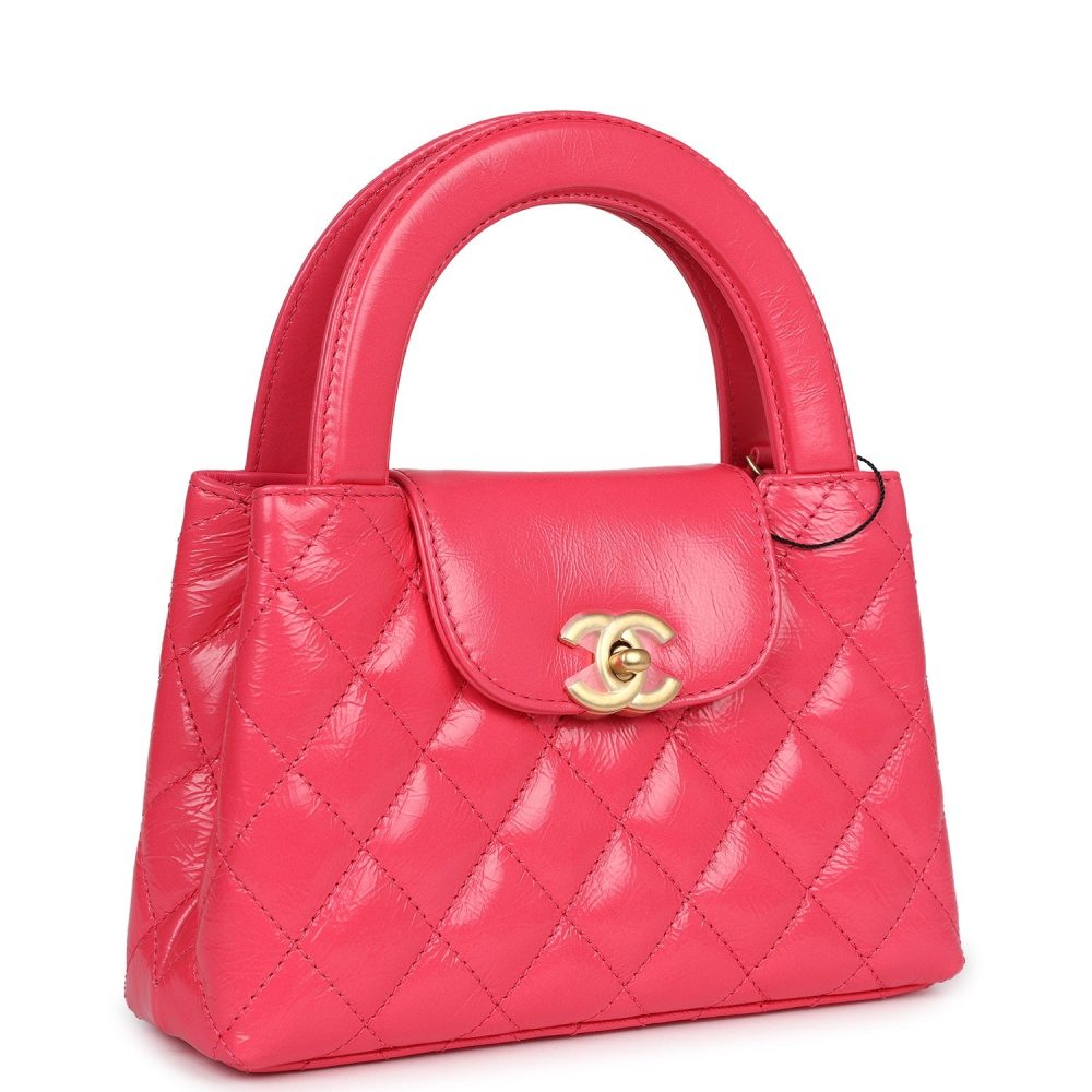 Chanel Small Kelly Shopper Dark Pink Shiny Aged Calfskin Brushed Gold Hardware - Image 2