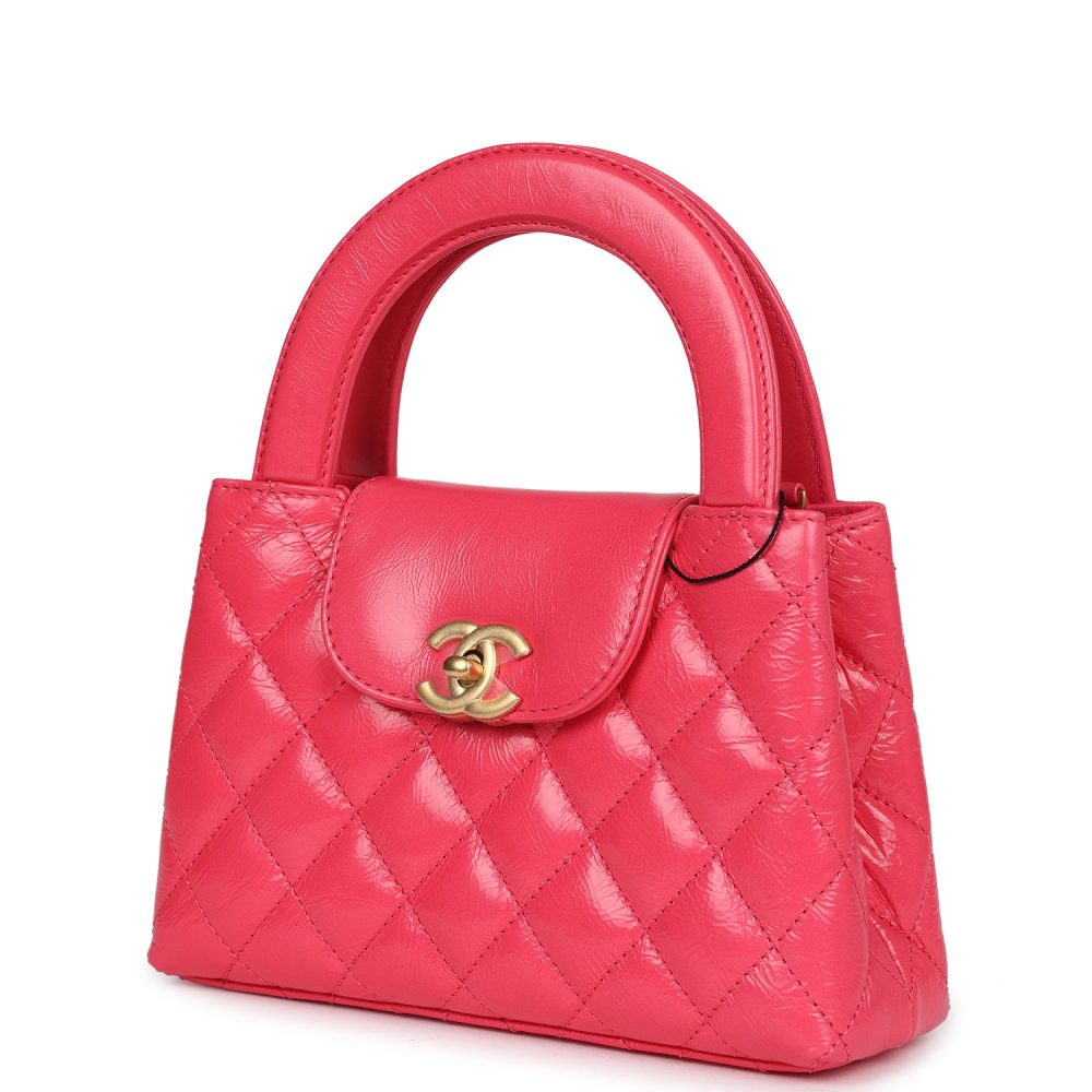 Chanel Small Kelly Shopper Dark Pink Shiny Aged Calfskin Brushed Gold Hardware - Image 5