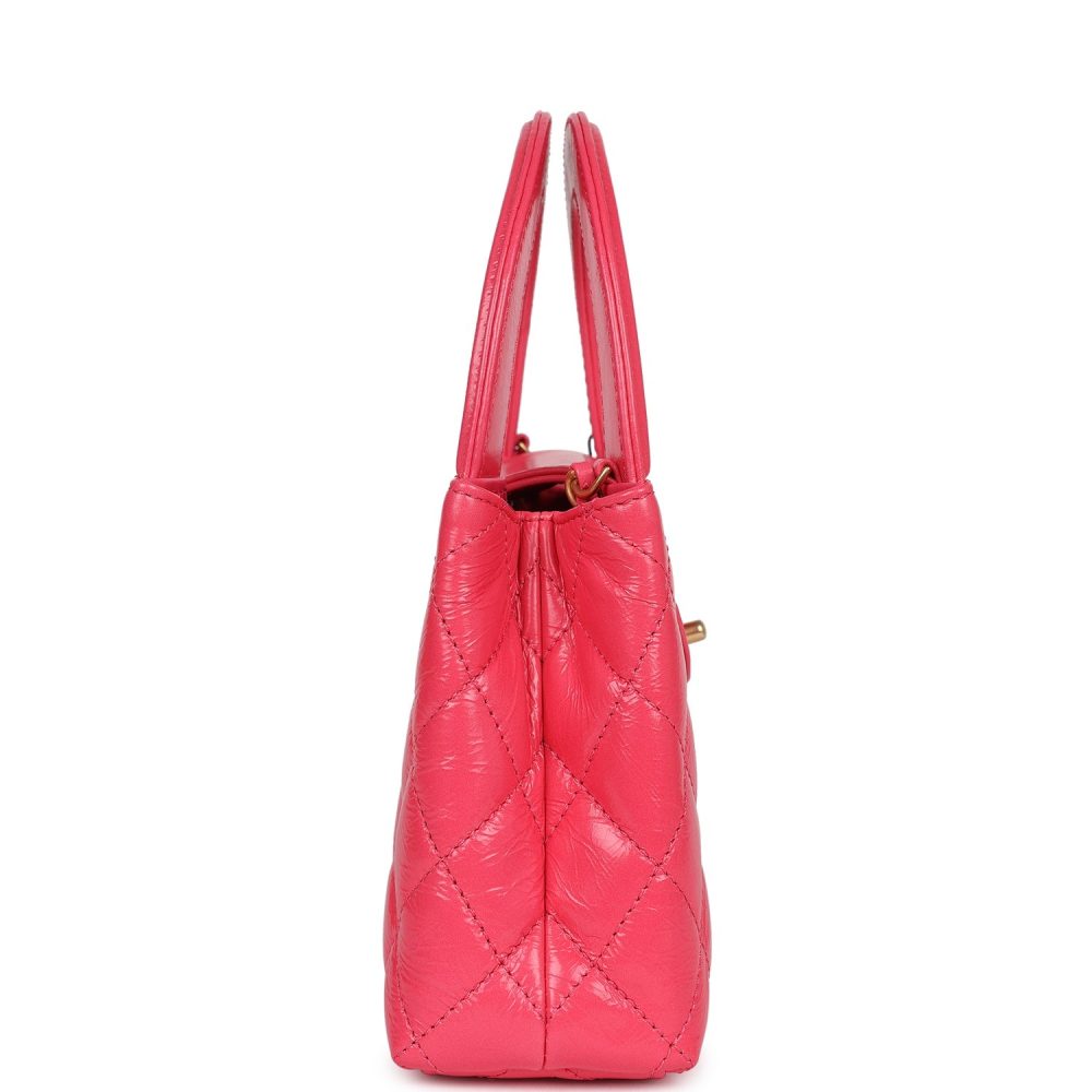 Chanel Small Kelly Shopper Dark Pink Shiny Aged Calfskin Brushed Gold Hardware - Image 3