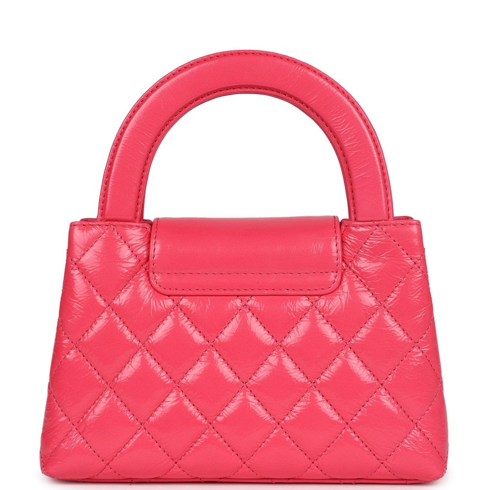 Chanel Small Kelly Shopper Dark Pink Shiny Aged Calfskin Brushed Gold Hardware - Image 4