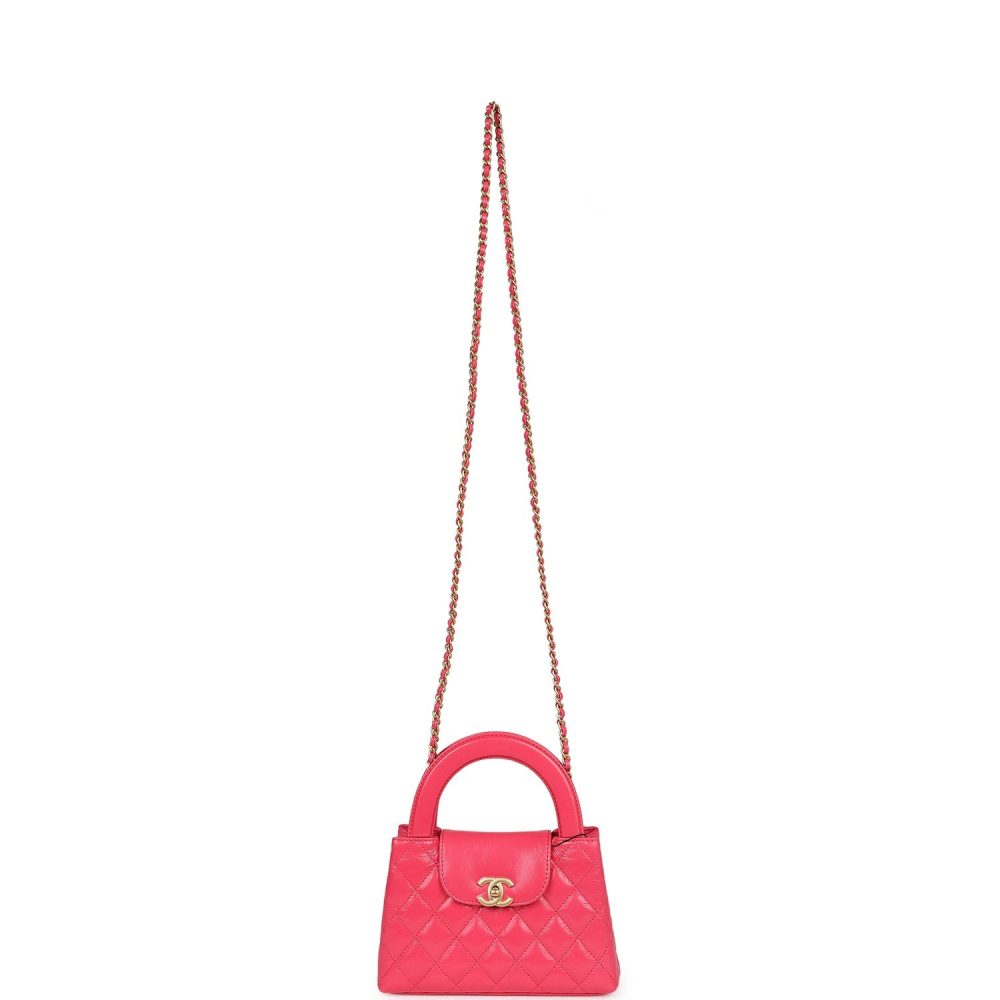 Chanel Small Kelly Shopper Dark Pink Shiny Aged Calfskin Brushed Gold Hardware - Image 7