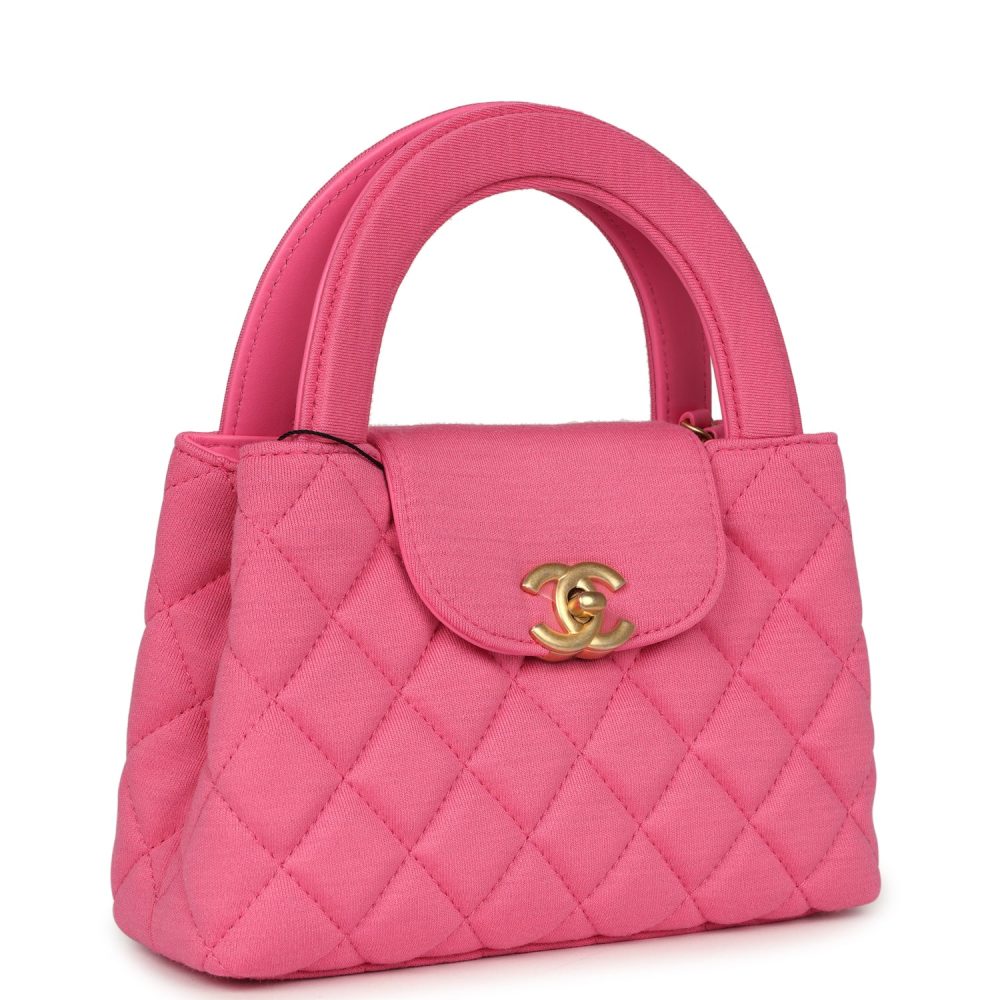 Chanel Small Kelly Shopper Dark Pink Jersey Brushed Gold Hardware - Image 2