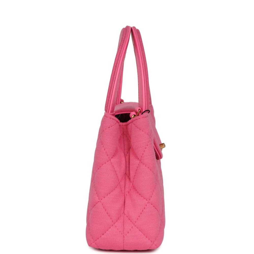 Chanel Small Kelly Shopper Dark Pink Jersey Brushed Gold Hardware - Image 3