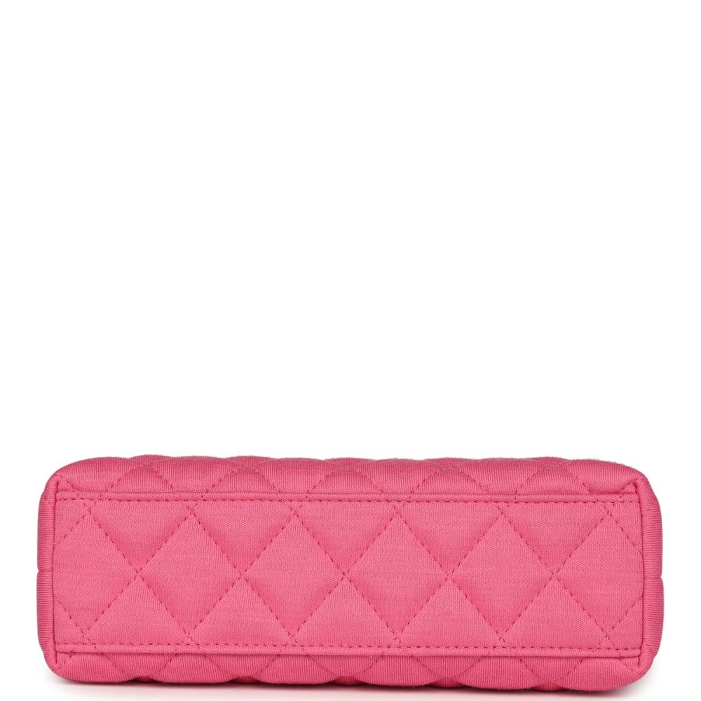 Chanel Small Kelly Shopper Dark Pink Jersey Brushed Gold Hardware - Image 6