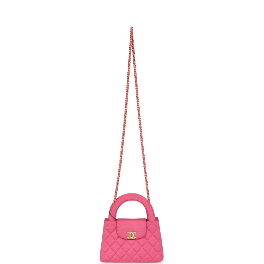 Chanel Small Kelly Shopper Dark Pink Jersey Brushed Gold Hardware - Image 7