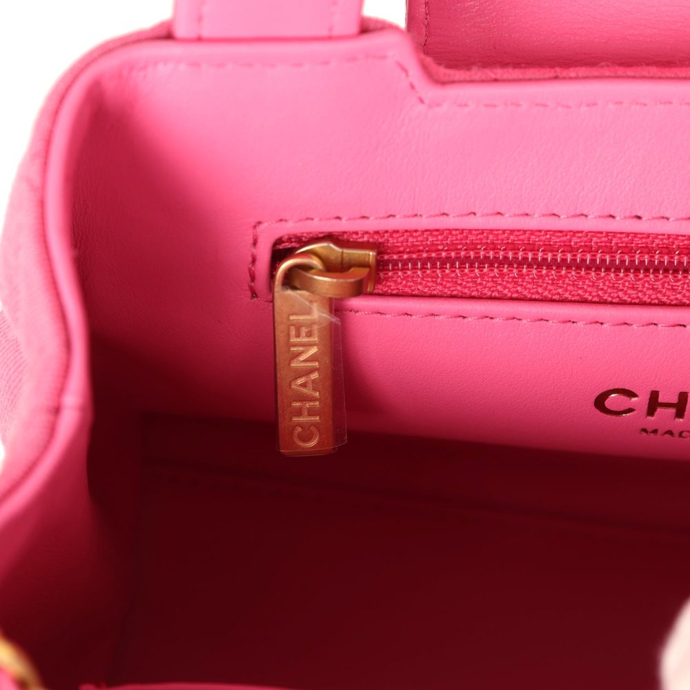 Chanel Small Kelly Shopper Dark Pink Jersey Brushed Gold Hardware - Image 10