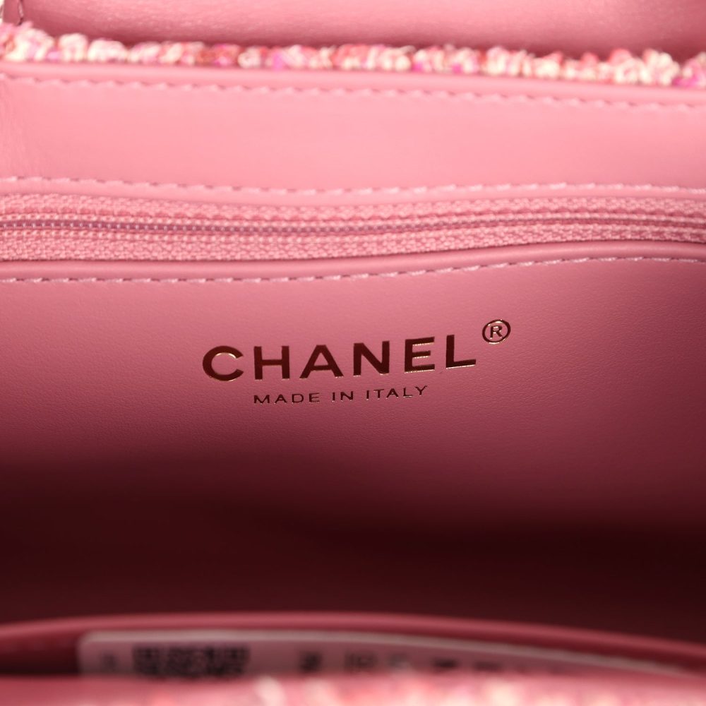 Chanel Small Kelly Shopper Pink Tweed Brushed Gold Hardware - Image 9