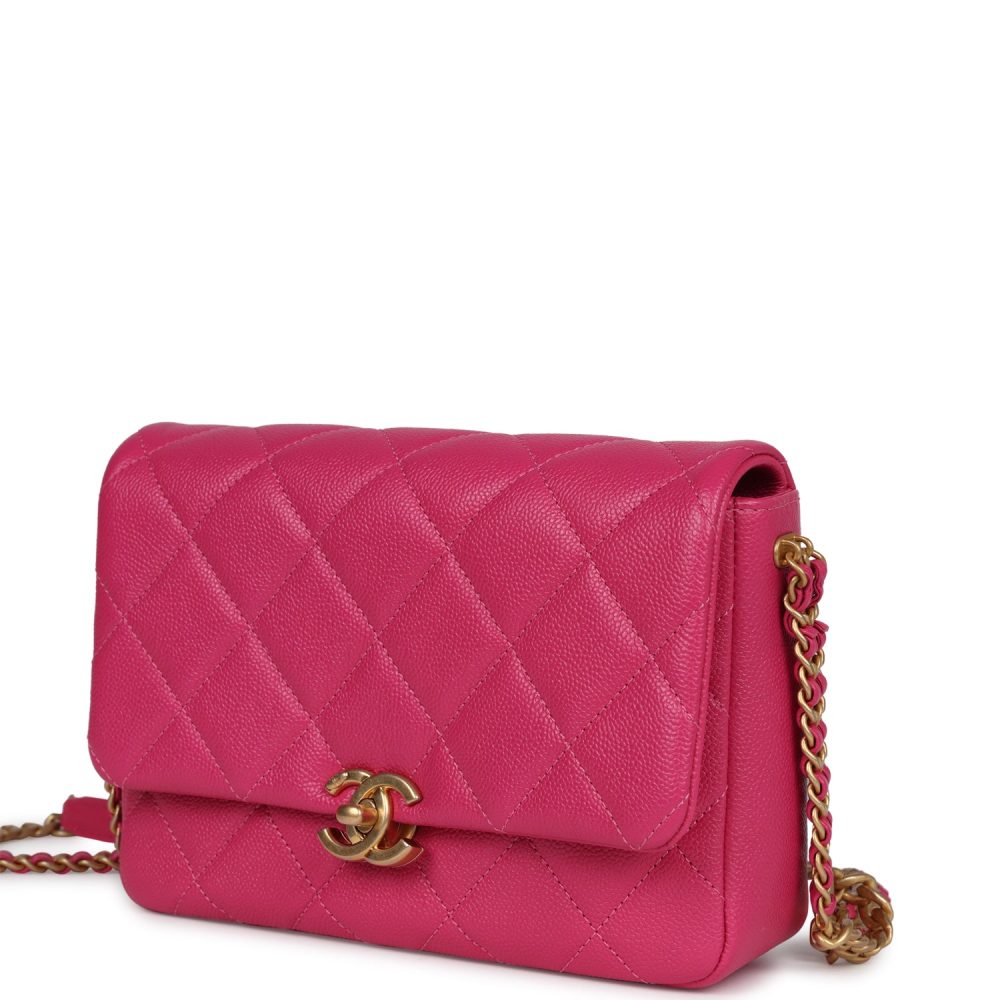 Chanel Small Melody Flap Bag Dark Pink Caviar Aged Gold Hardware - Image 5