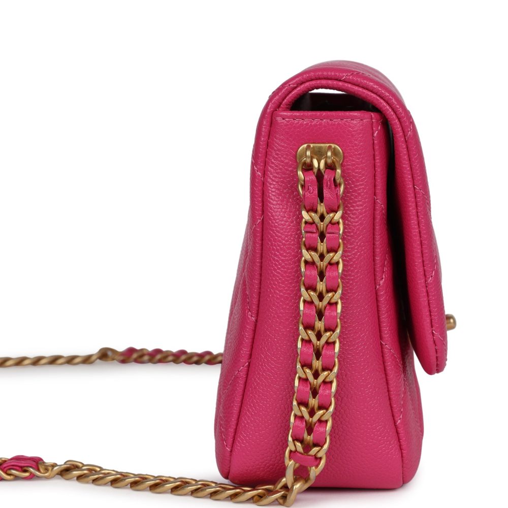 Chanel Small Melody Flap Bag Dark Pink Caviar Aged Gold Hardware - Image 3