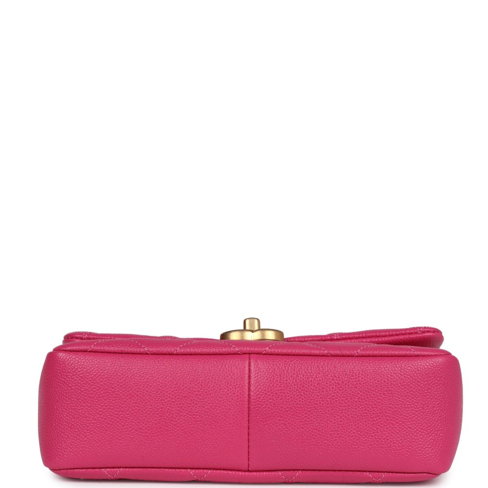 Chanel Small Melody Flap Bag Dark Pink Caviar Aged Gold Hardware - Image 6