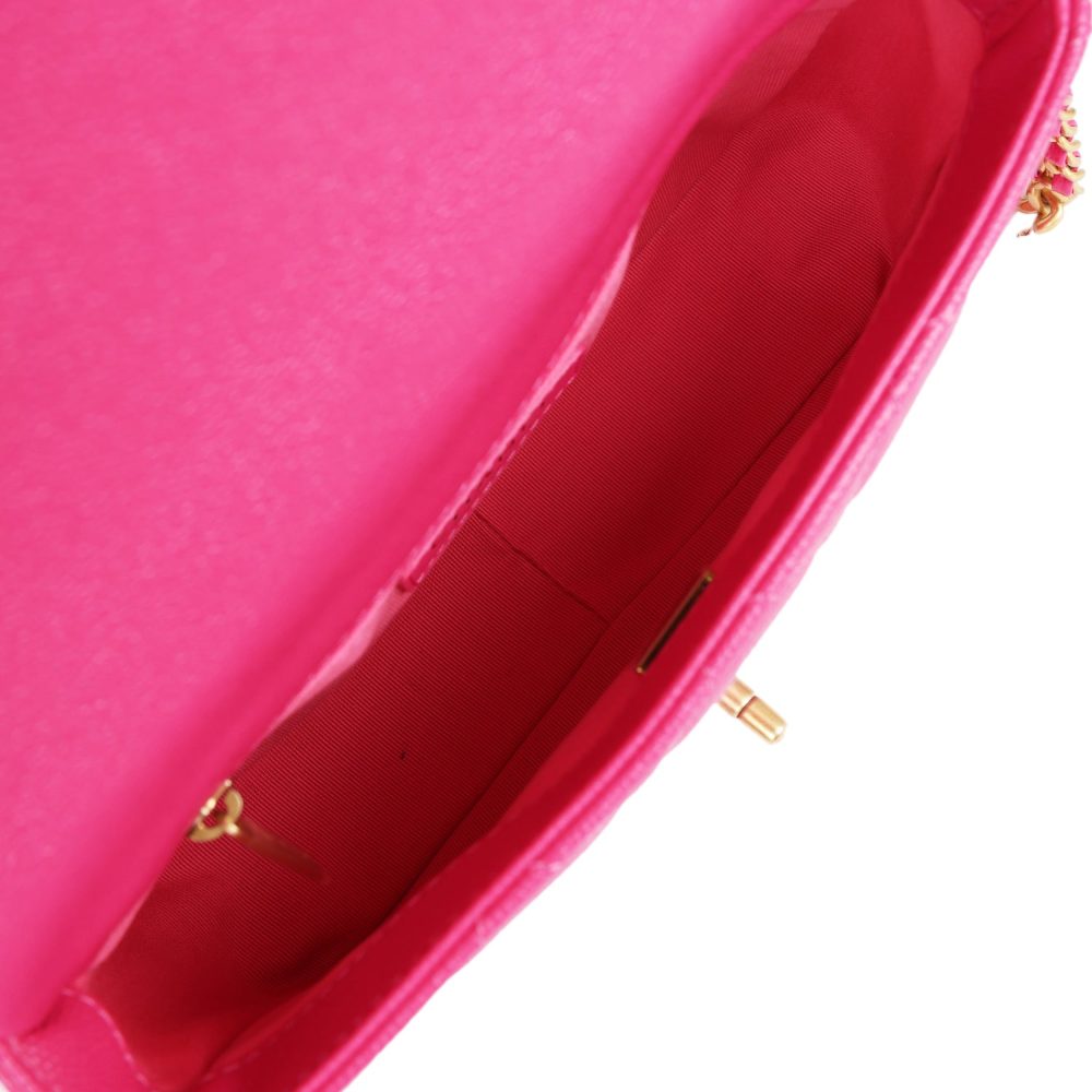 Chanel Small Melody Flap Bag Dark Pink Caviar Aged Gold Hardware - Image 8