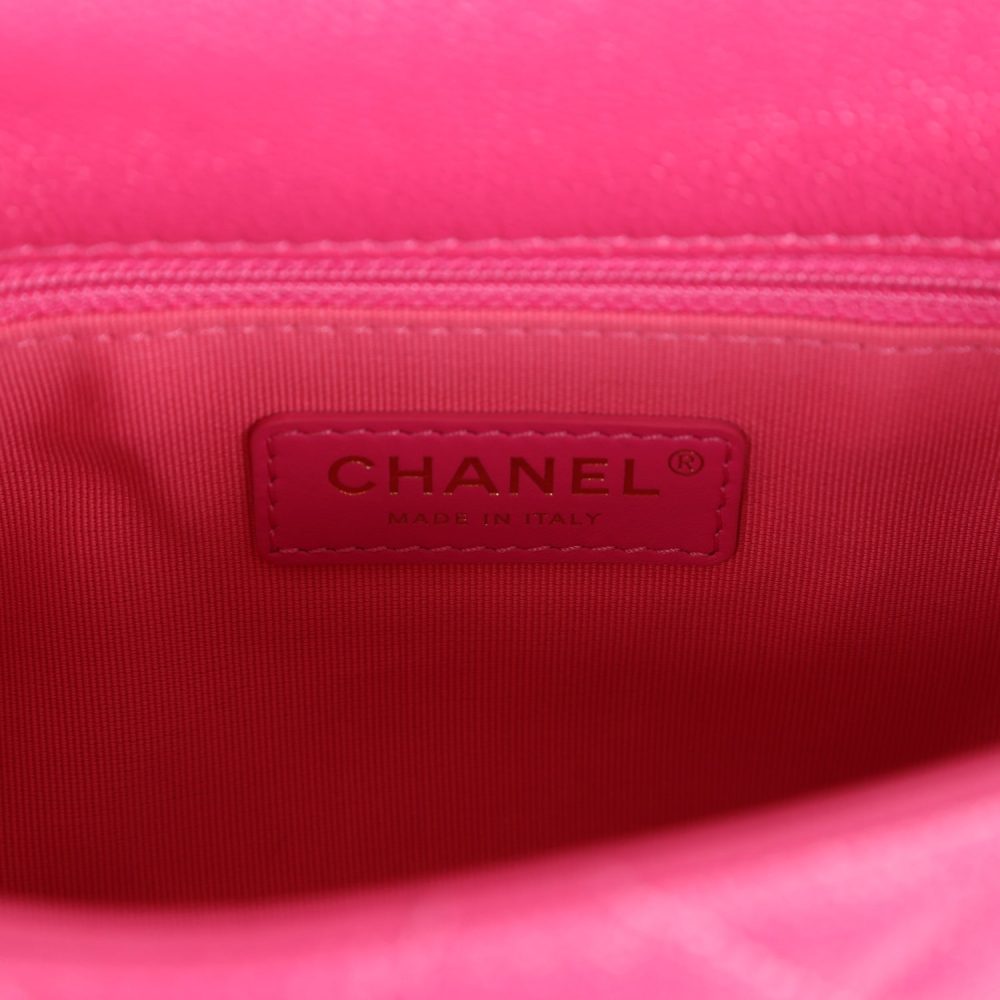 Chanel Small Melody Flap Bag Dark Pink Caviar Aged Gold Hardware - Image 9