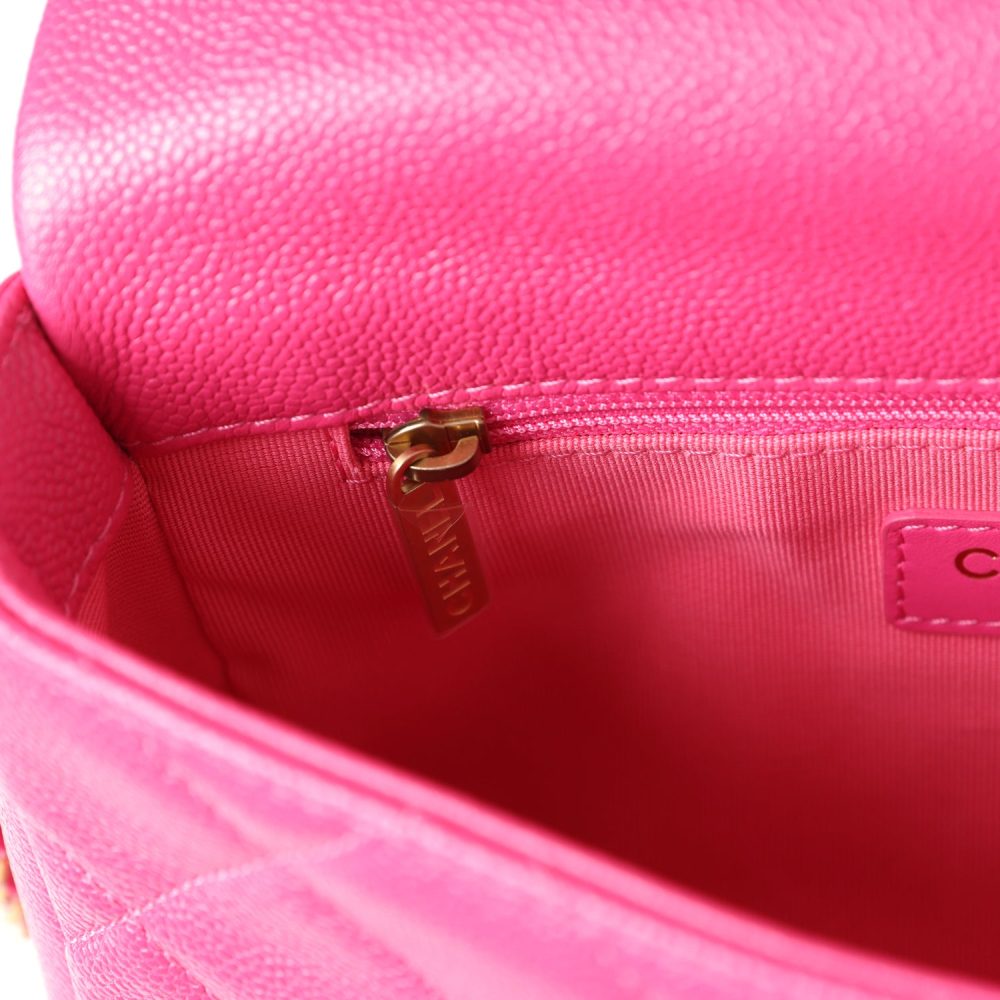 Chanel Small Melody Flap Bag Dark Pink Caviar Aged Gold Hardware - Image 10