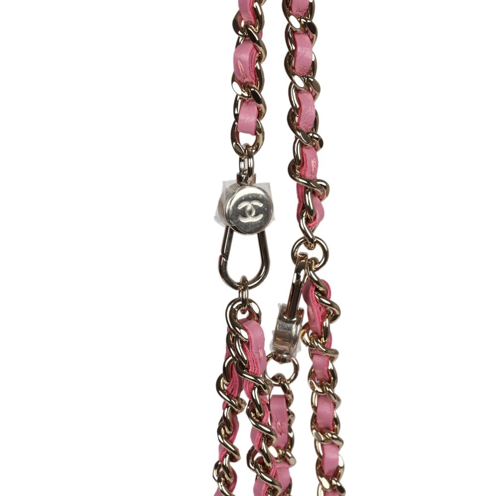 Chanel Mini Phone Holder Backpack with Chain Pink Multicolor Tweed Light Gold Hardware - Image 10