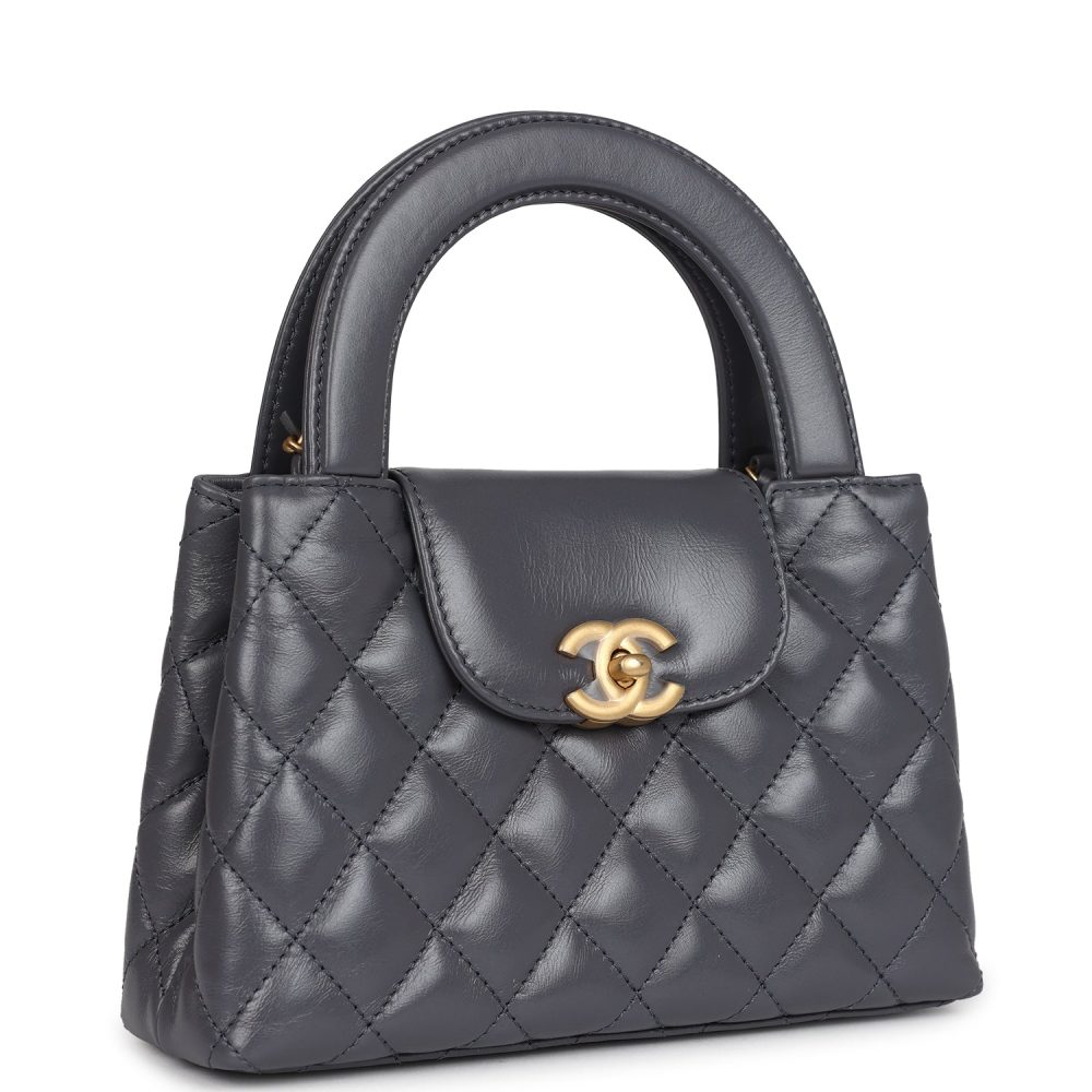 Chanel Small Kelly Shopper Dark Grey Shiny Aged Calfskin Brushed Gold Hardware - Image 2