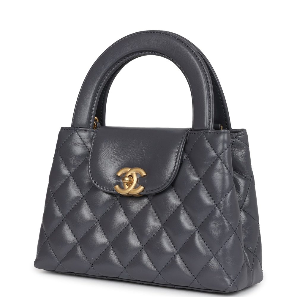 Chanel Small Kelly Shopper Dark Grey Shiny Aged Calfskin Brushed Gold Hardware - Image 5