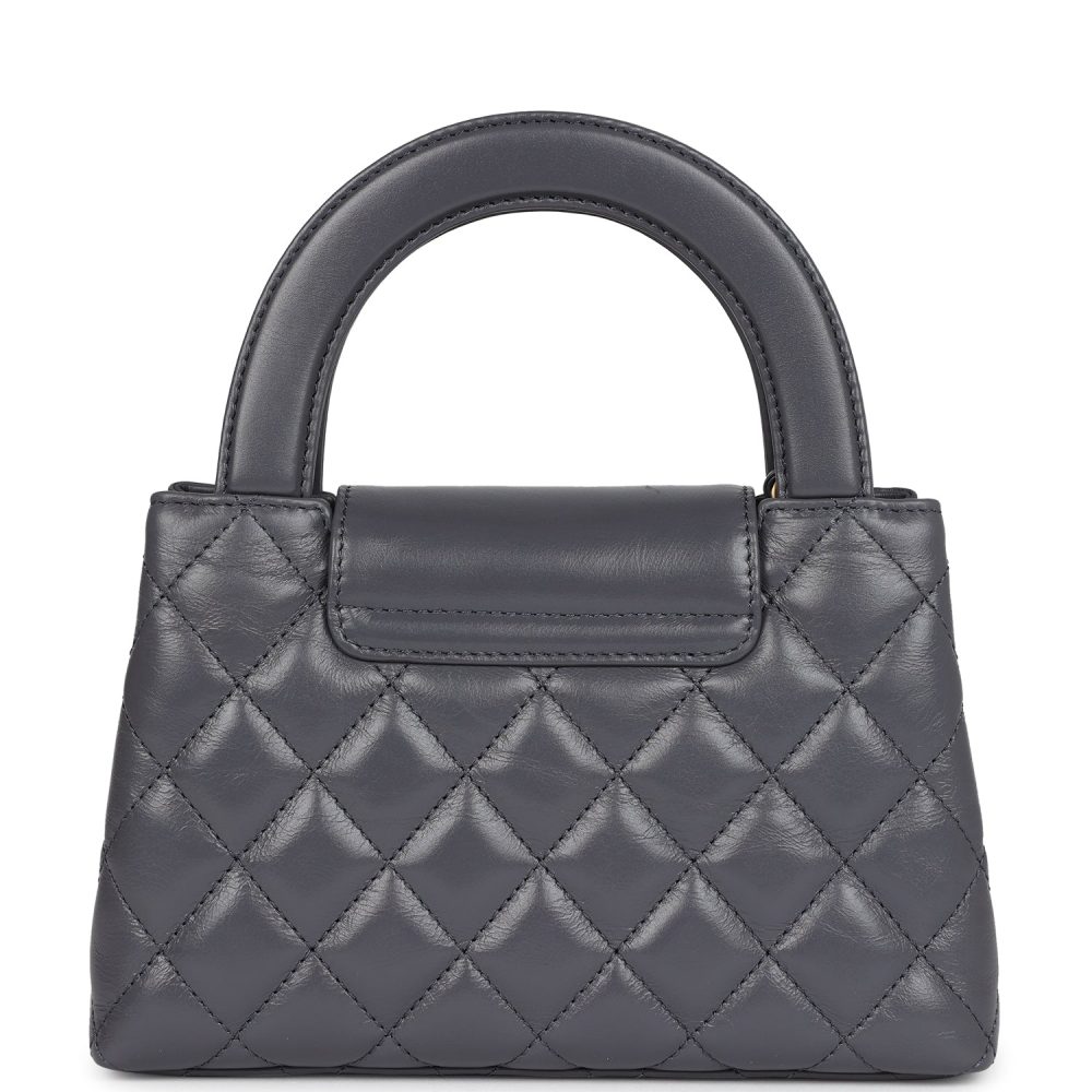 Chanel Small Kelly Shopper Dark Grey Shiny Aged Calfskin Brushed Gold Hardware - Image 4