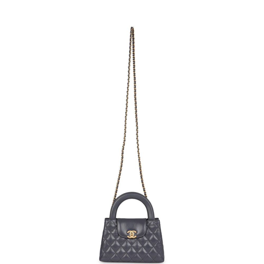 Chanel Small Kelly Shopper Dark Grey Shiny Aged Calfskin Brushed Gold Hardware - Image 7