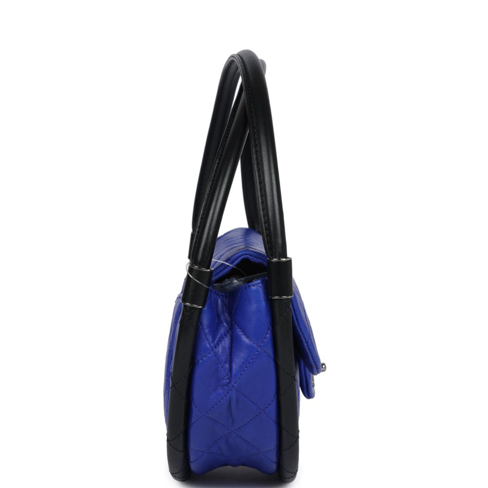 Chanel Small Hula Hoop Bag Dark Blue and Black Lambskin Ruthenium Hardware - Image 3
