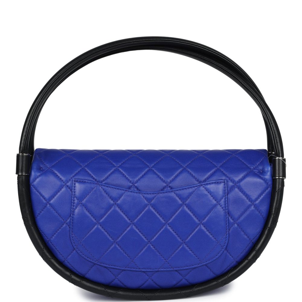 Chanel Small Hula Hoop Bag Dark Blue and Black Lambskin Ruthenium Hardware - Image 4