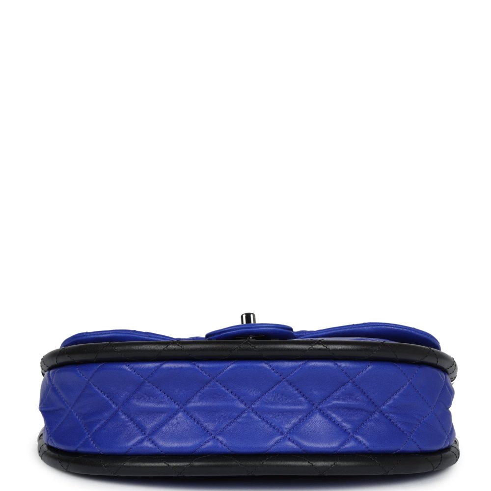 Chanel Small Hula Hoop Bag Dark Blue and Black Lambskin Ruthenium Hardware - Image 6
