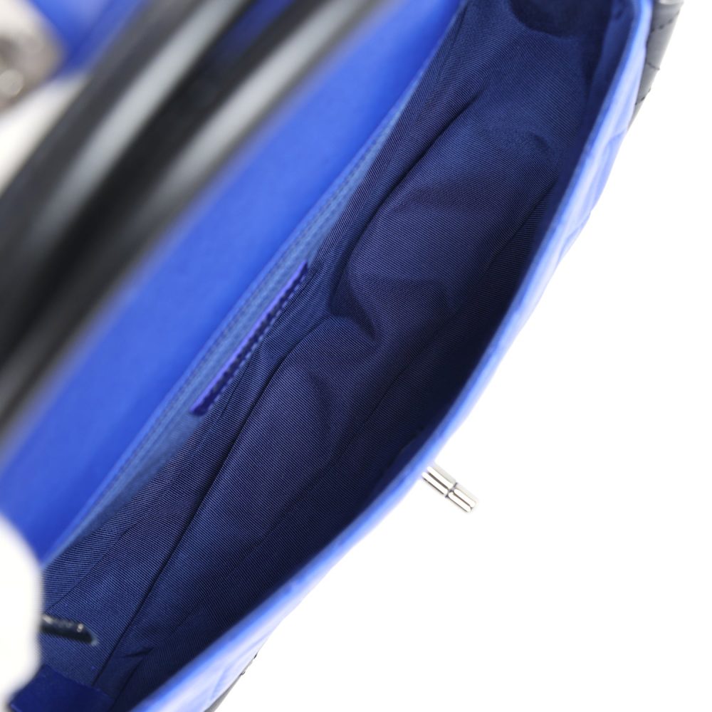 Chanel Small Hula Hoop Bag Dark Blue and Black Lambskin Ruthenium Hardware - Image 7