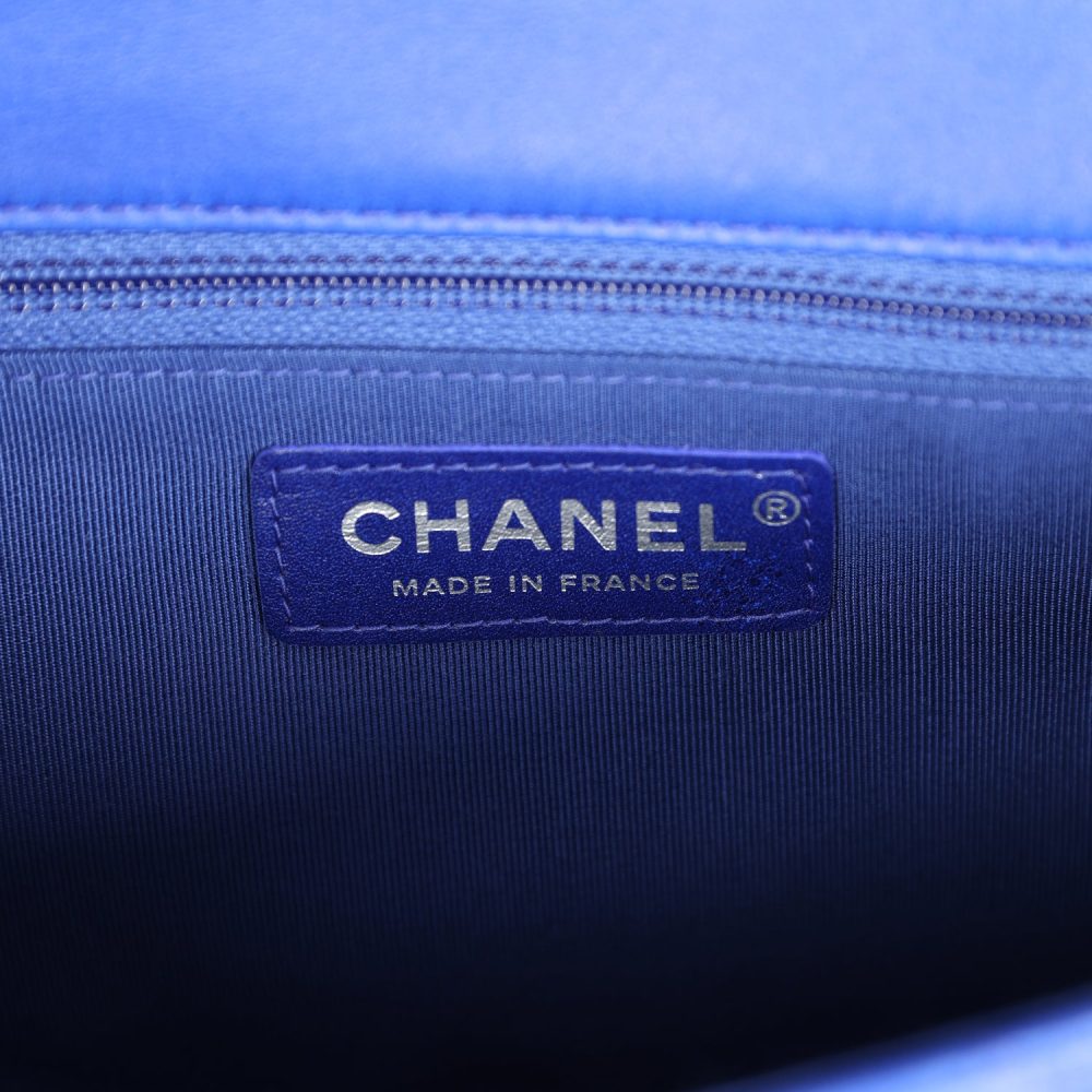 Chanel Small Hula Hoop Bag Dark Blue and Black Lambskin Ruthenium Hardware - Image 8