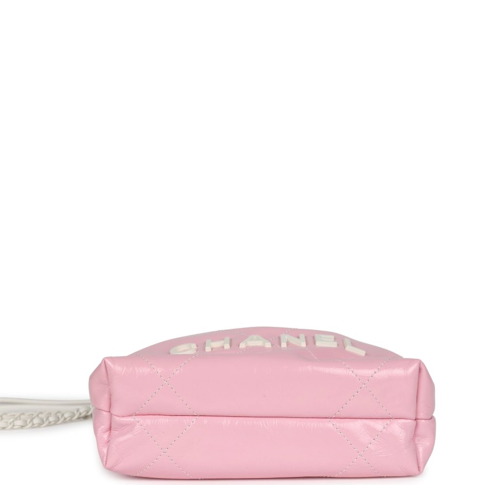 Chanel Mini 22 Bag Pink and White Ombre Calfskin Lacquered Metal Hardware - Image 8