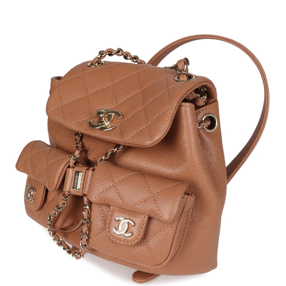 Chanel Small Duma Backpack Dark Beige Caviar Light Gold Hardware - Image 3