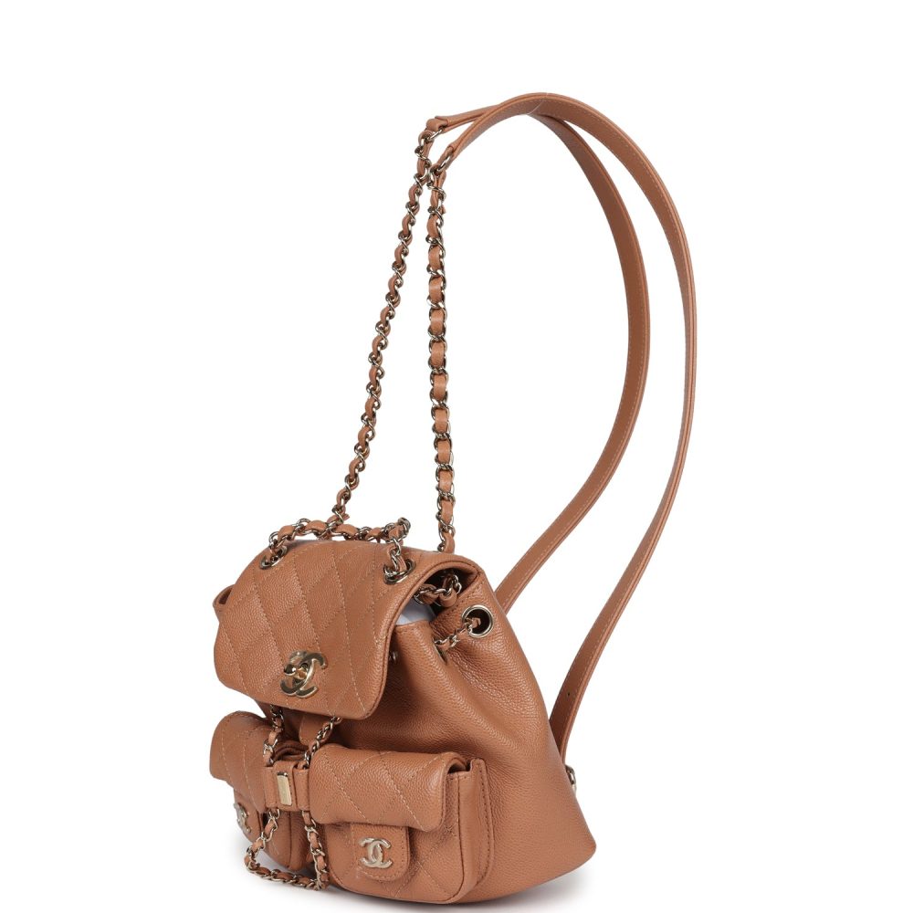 Chanel Small Duma Backpack Dark Beige Caviar Light Gold Hardware - Image 6