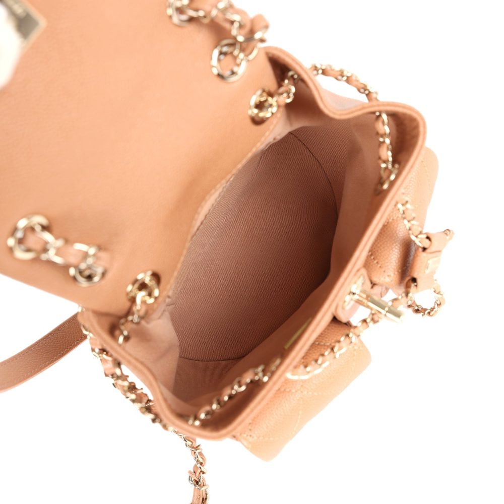 Chanel Small Duma Backpack Dark Beige Caviar Light Gold Hardware - Image 8
