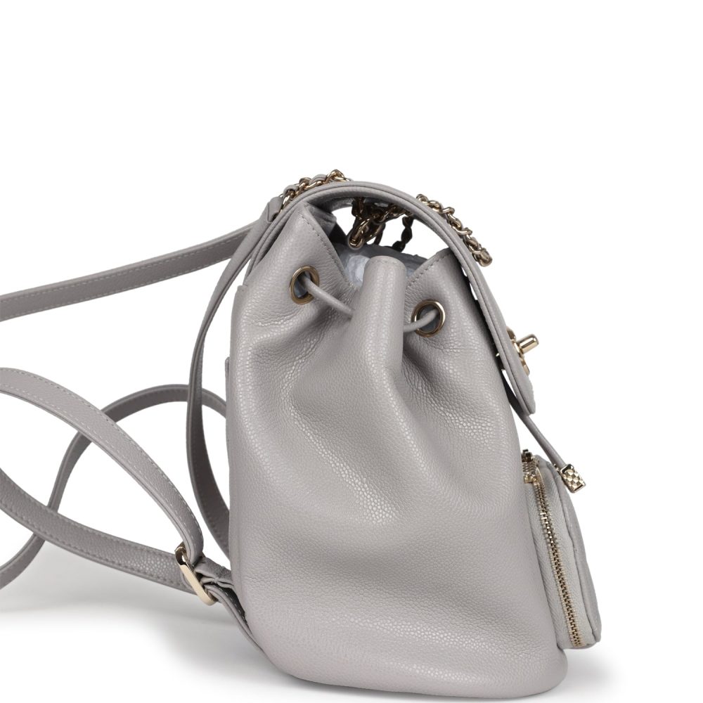 Chanel Small Business Affinity Backpack Light Grey Shiny Caviar Light Gold Hardware - Image 3