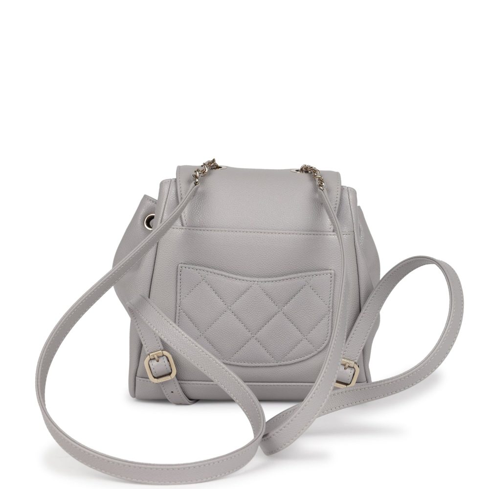 Chanel Small Business Affinity Backpack Light Grey Shiny Caviar Light Gold Hardware - Image 4