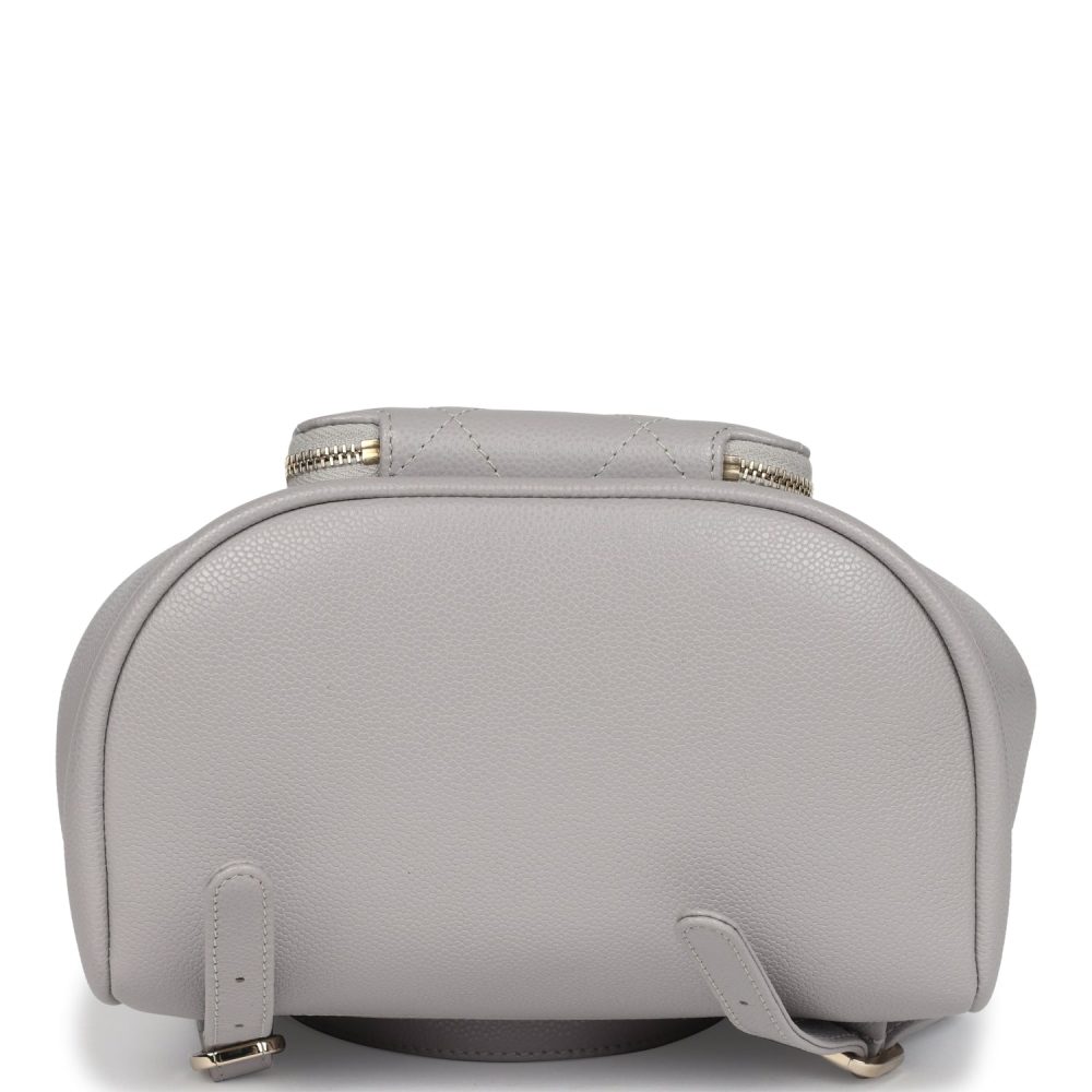 Chanel Small Business Affinity Backpack Light Grey Shiny Caviar Light Gold Hardware - Image 6