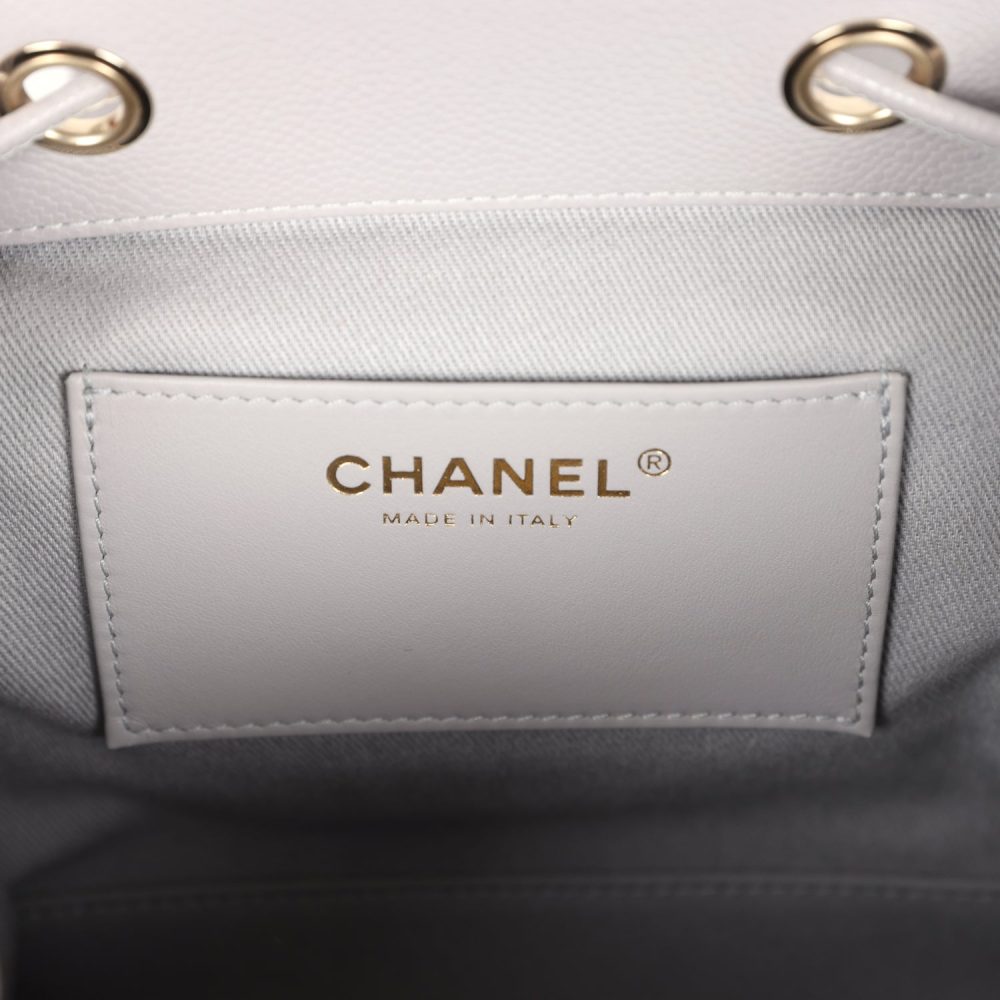 Chanel Small Business Affinity Backpack Light Grey Shiny Caviar Light Gold Hardware - Image 10