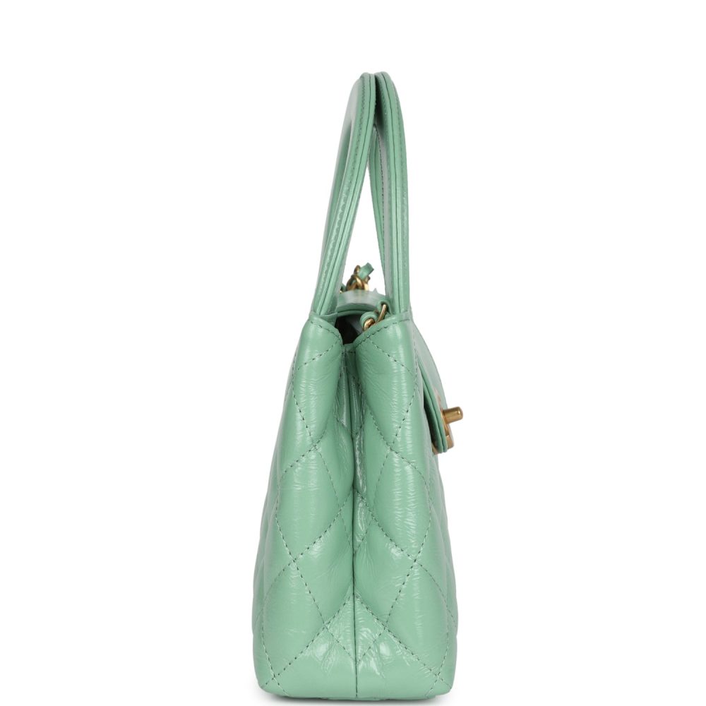 Chanel Small Kelly Shopper Light Green Shiny Aged Calfskin Brushed Gold Hardware - Image 3