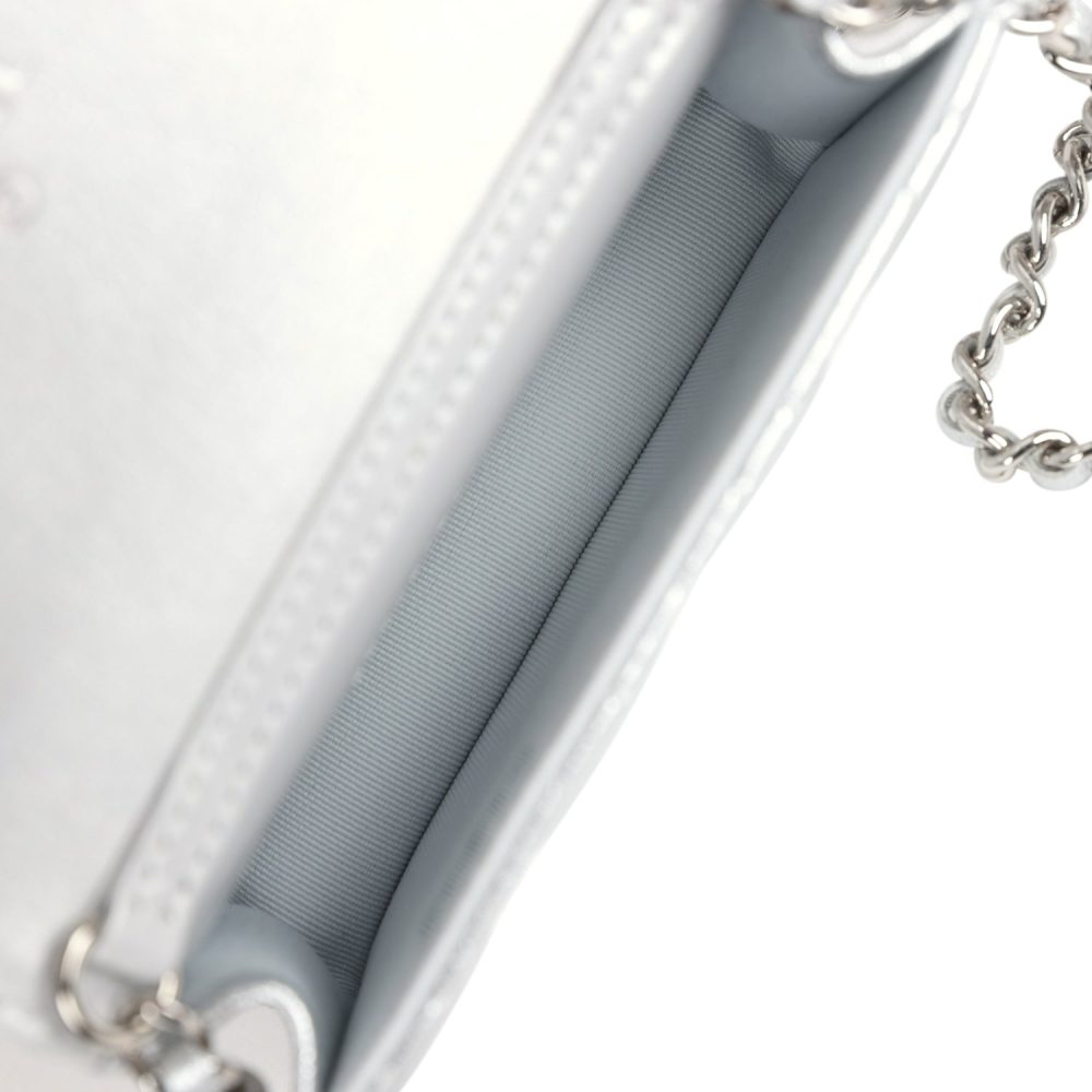 Chanel Crystal CC Walk Of Fame Clutch Wallet Silver Metallic Goatskin Silver Hardware - Image 10