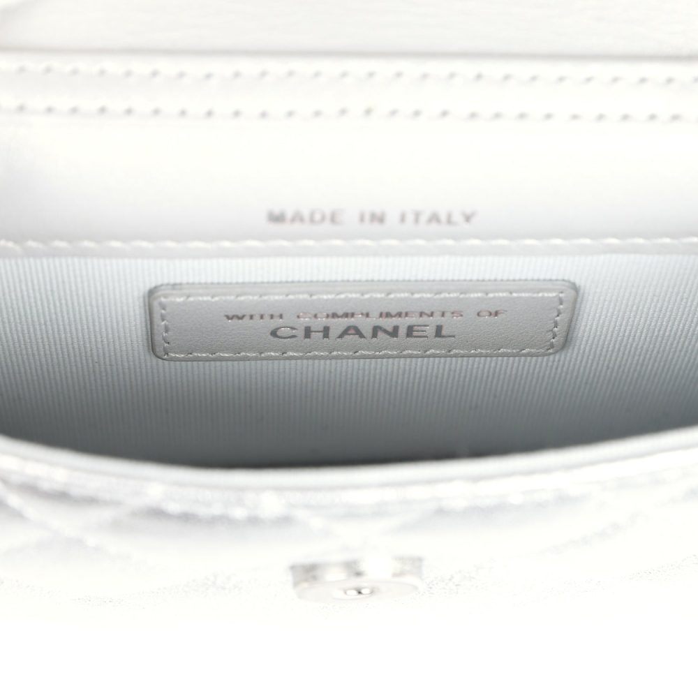 Chanel Crystal CC Walk Of Fame Clutch Wallet Silver Metallic Goatskin Silver Hardware - Image 11