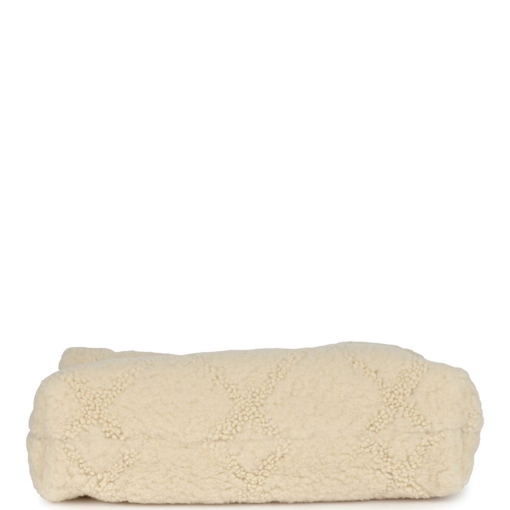 Chanel Small 22 Bag Ecru Shearling Brushed Gold Hardware - Image 6