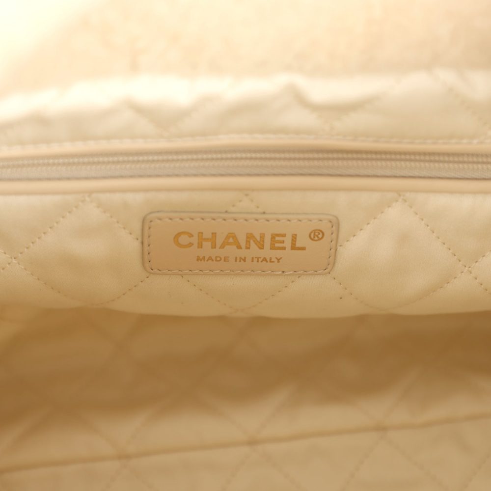 Chanel Small 22 Bag Ecru Shearling Brushed Gold Hardware - Image 10