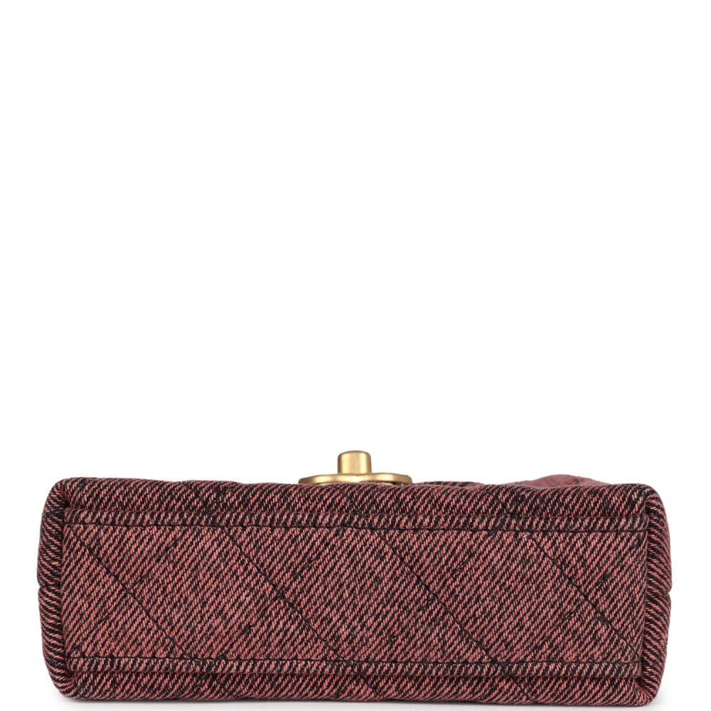 Chanel Nano Kelly Shopper Pink and Black Washed Denim Brushed Gold Hardware - Image 6