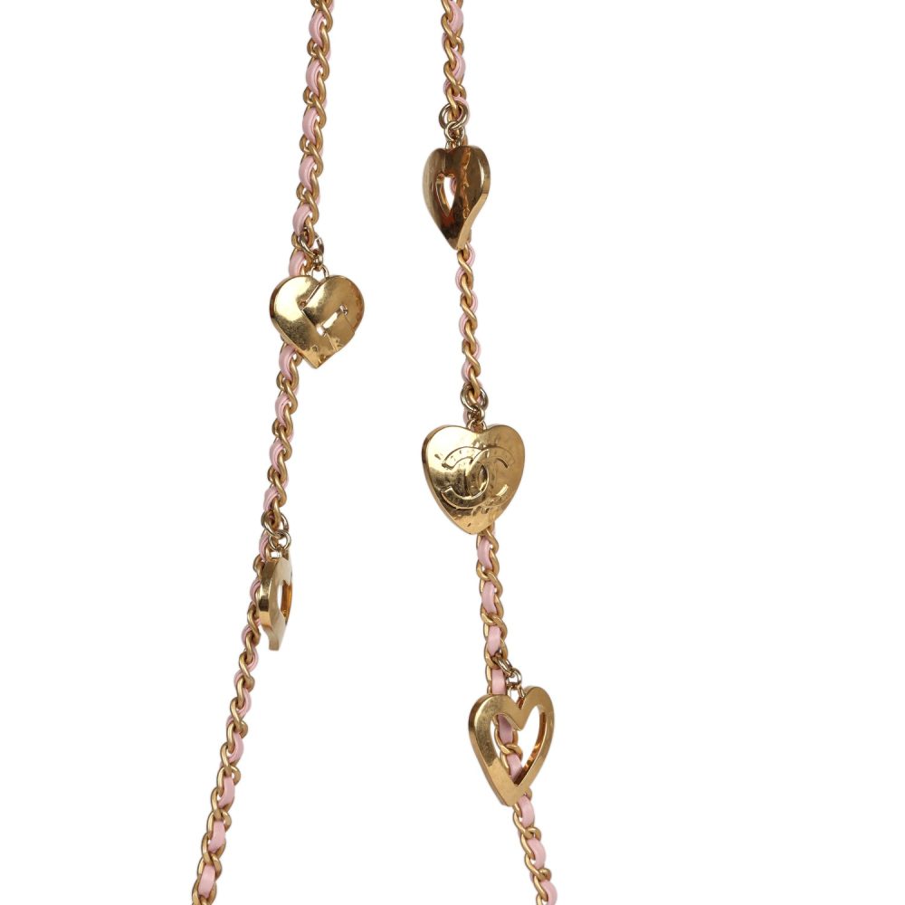 Pre-owned Chanel Mini Rectangular Flap Bag with Heart Chain Pink Lambskin Antique Gold Hardware - Image 8