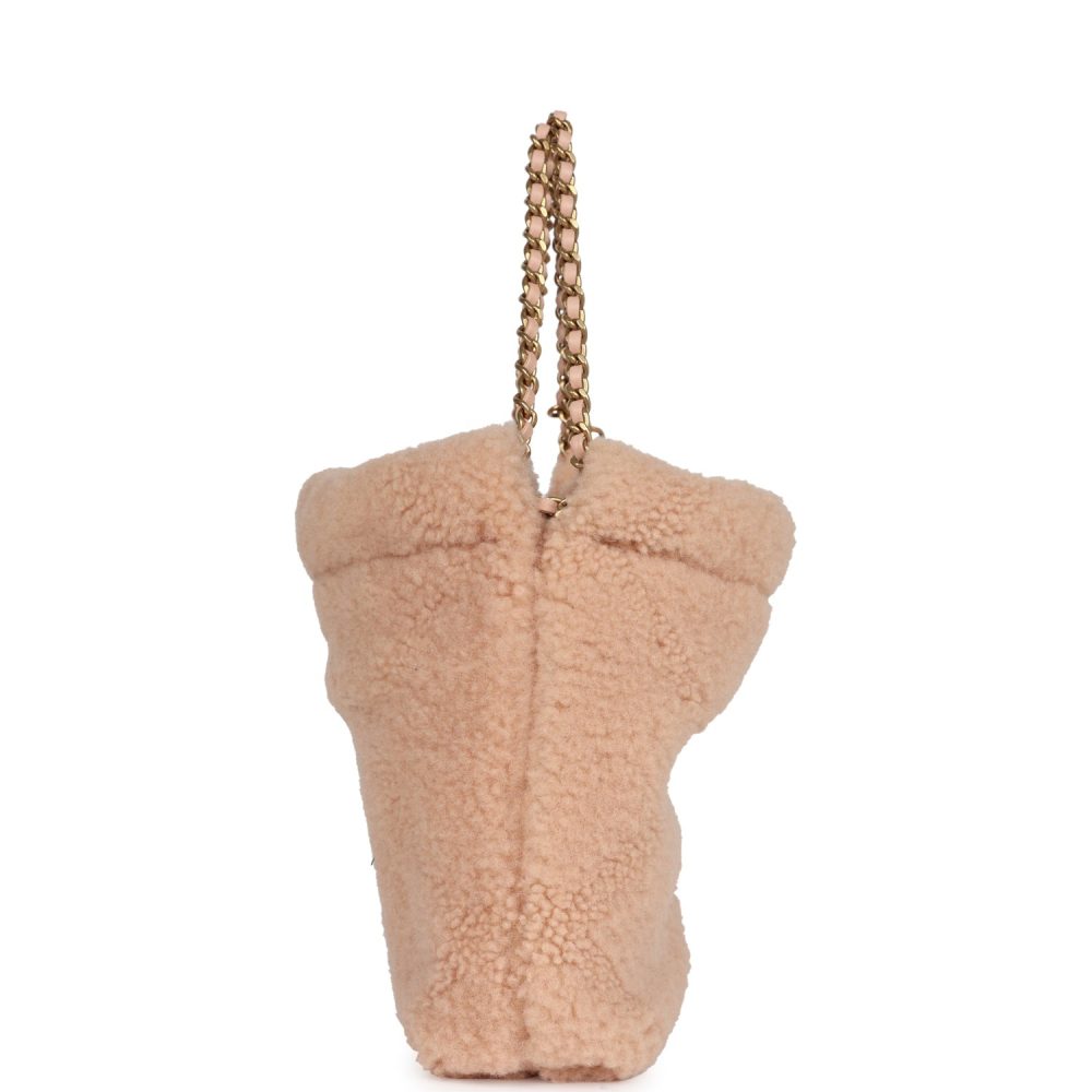 Chanel Mini 22 Bag Light Pink Shearling Gold Hardware - Image 3