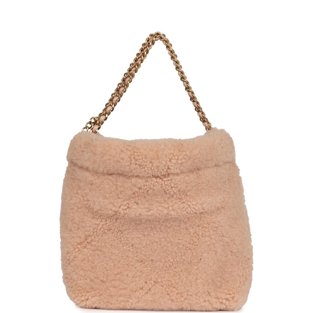Chanel Mini 22 Bag Light Pink Shearling Gold Hardware - Image 4