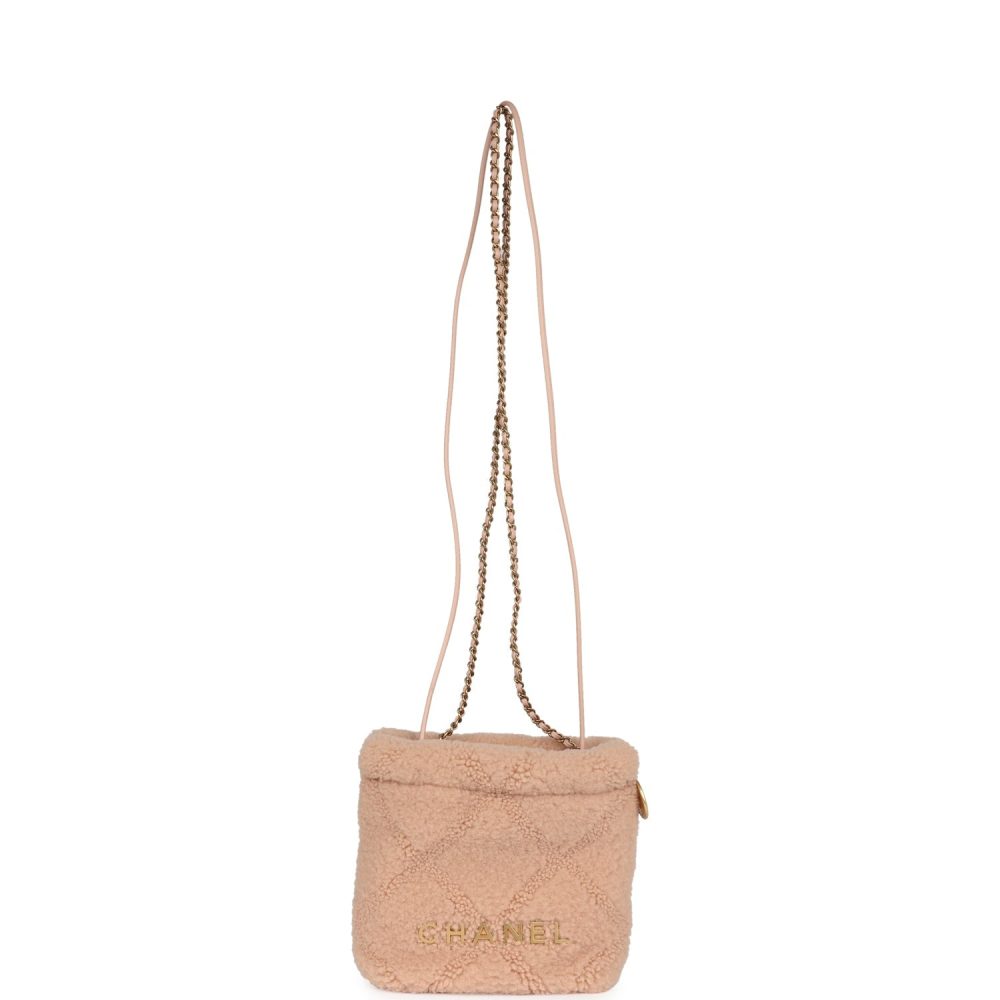 Chanel Mini 22 Bag Light Pink Shearling Gold Hardware - Image 7