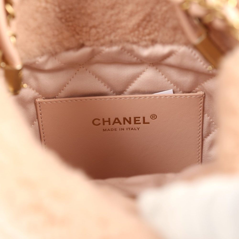 Chanel Mini 22 Bag Light Pink Shearling Gold Hardware - Image 10