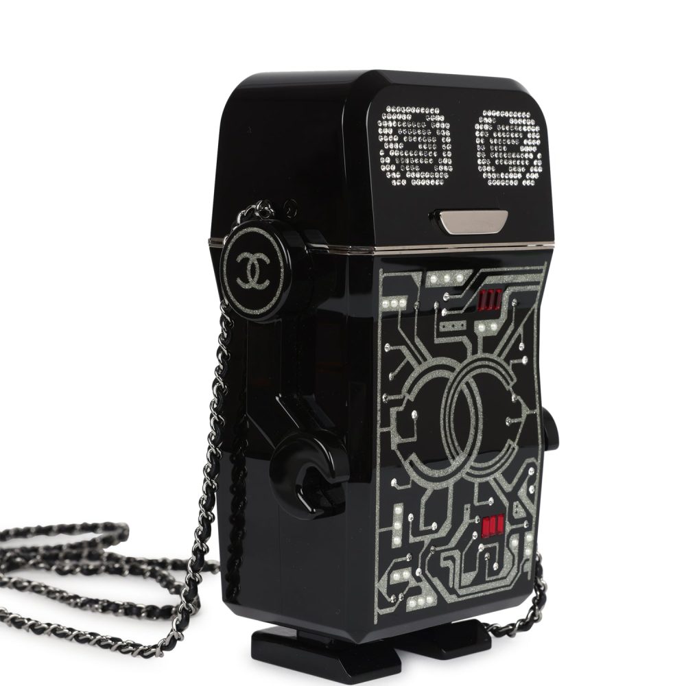 Pre-owned Chanel Limited Edition Robot Minaudi??re Bag Black Plexiglass and Crystals Ruthenium Hardware - Image 2