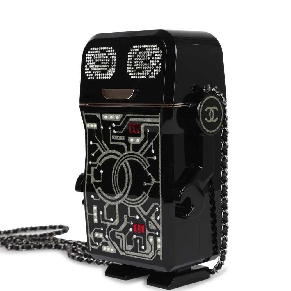 Pre-owned Chanel Limited Edition Robot Minaudi??re Bag Black Plexiglass and Crystals Ruthenium Hardware - Image 5