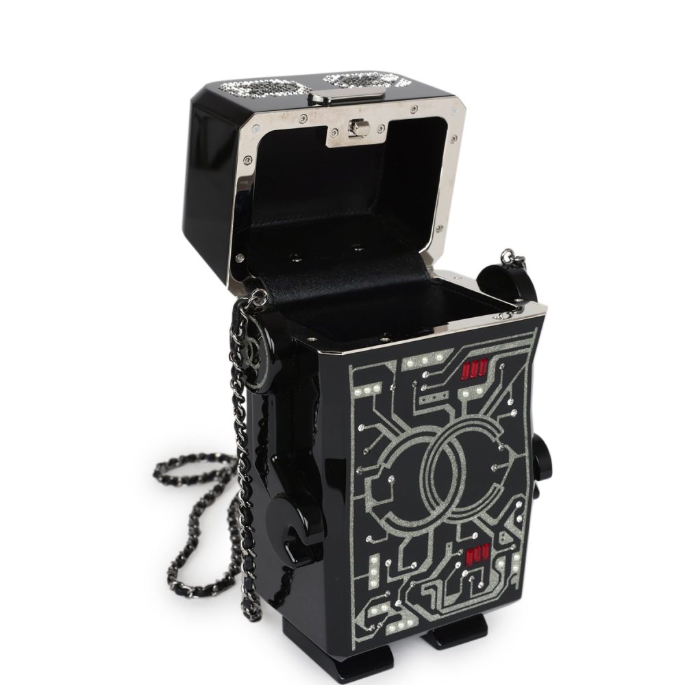 Pre-owned Chanel Limited Edition Robot Minaudi??re Bag Black Plexiglass and Crystals Ruthenium Hardware - Image 8